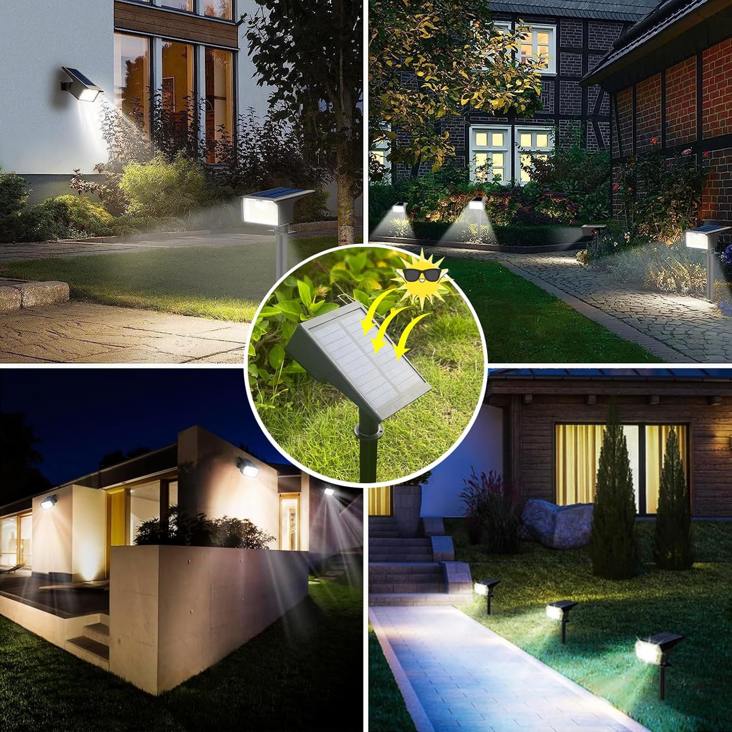 Tekone Faretto Solare LED da Giardino con Picchetto – Batteria 1800mAh, Pannello Solare 5,5V, Illuminazione Esterna Automatica