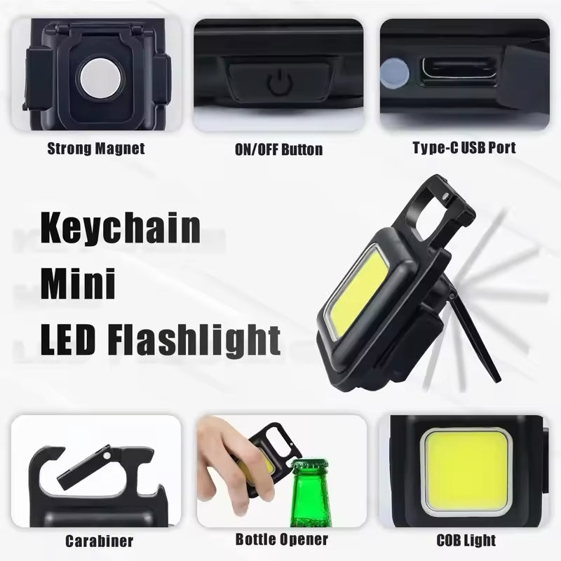 Torcia Portatile TekOne con Moschettone e LED COB – Ricaricabile USB