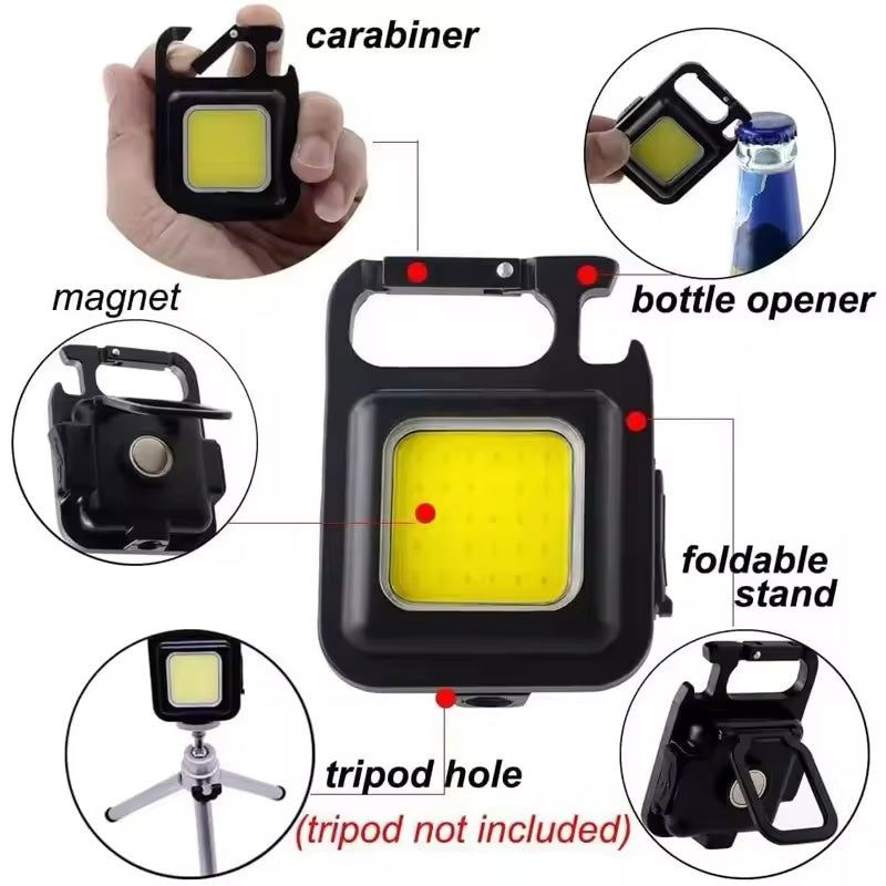 Torcia Portatile TekOne con Moschettone e LED COB – Ricaricabile USB