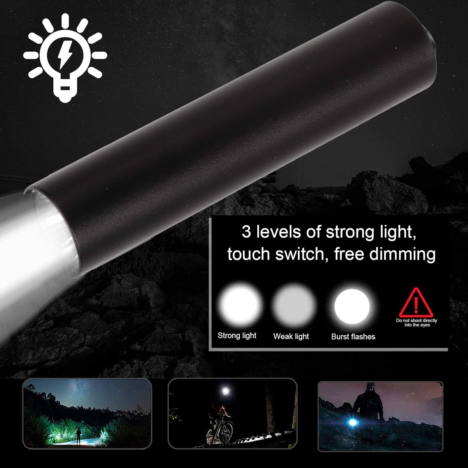 TekOne Torcia Ricaricabile LED Compatta in Alluminio – USB, 8,1 cm, Alta Luminosità