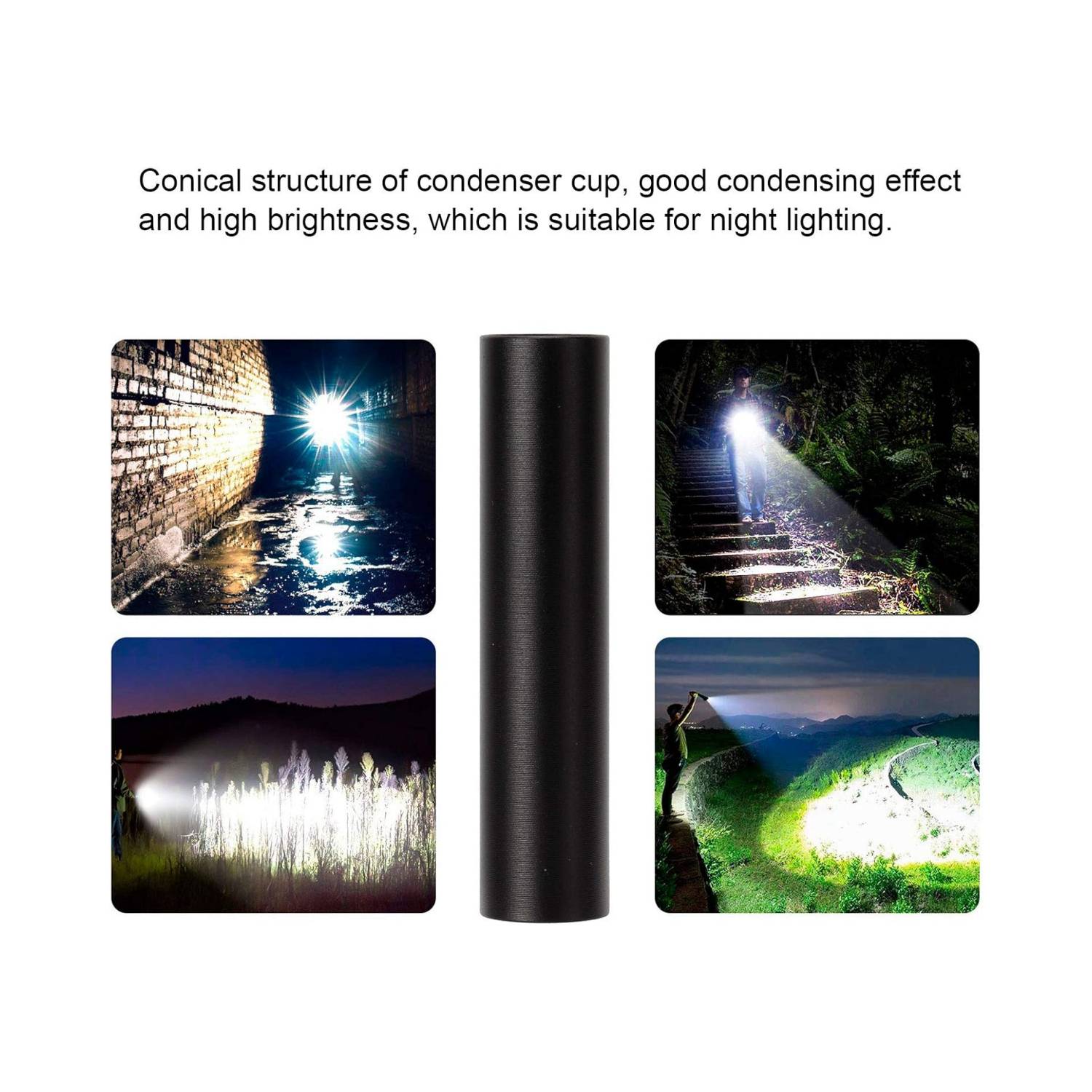 TekOne Torcia Ricaricabile LED Compatta in Alluminio – USB, 8,1 cm, Alta Luminosità