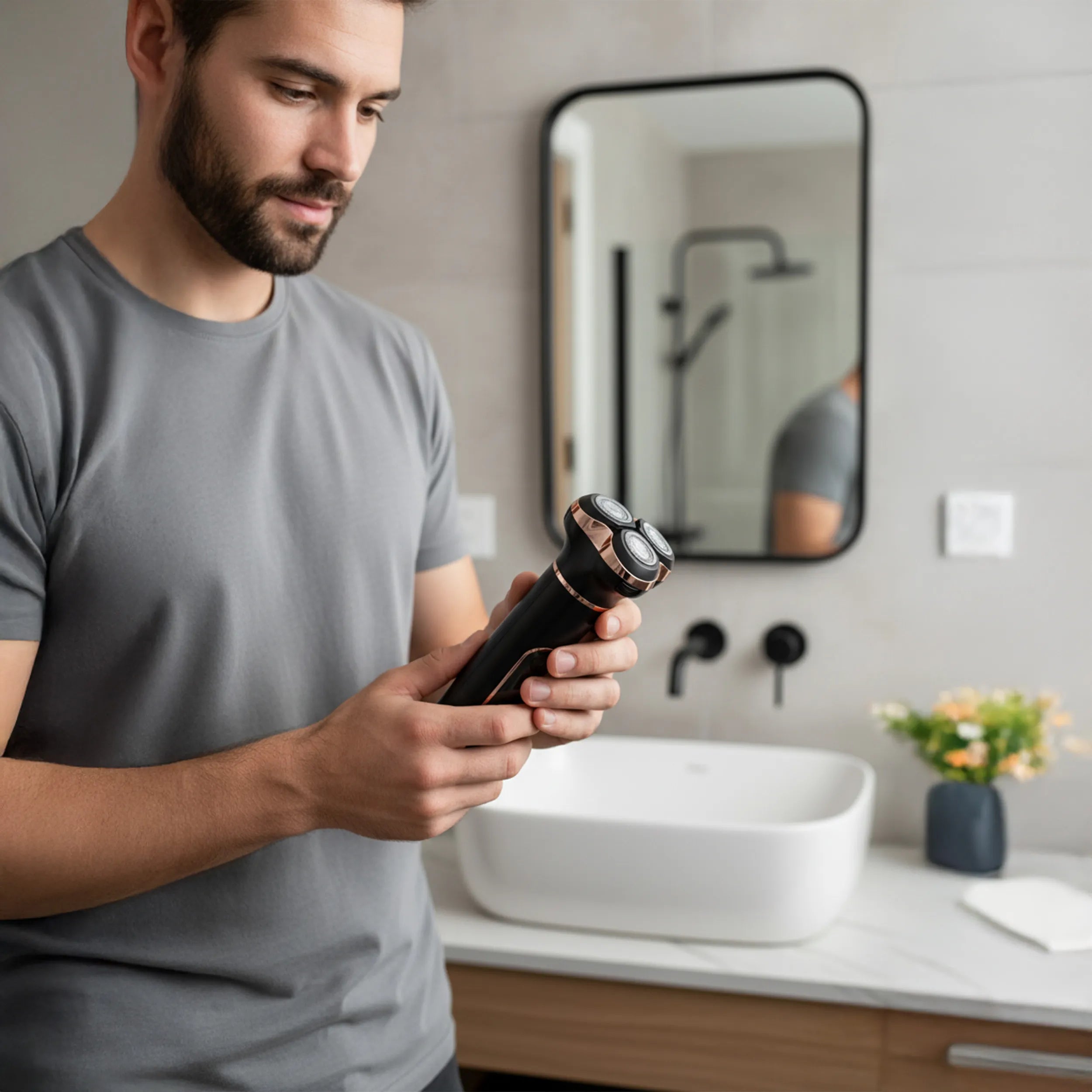 Tekone Rasoio Elettrico Ricaricabile con Tripla Testina Rotante e Display Digitale