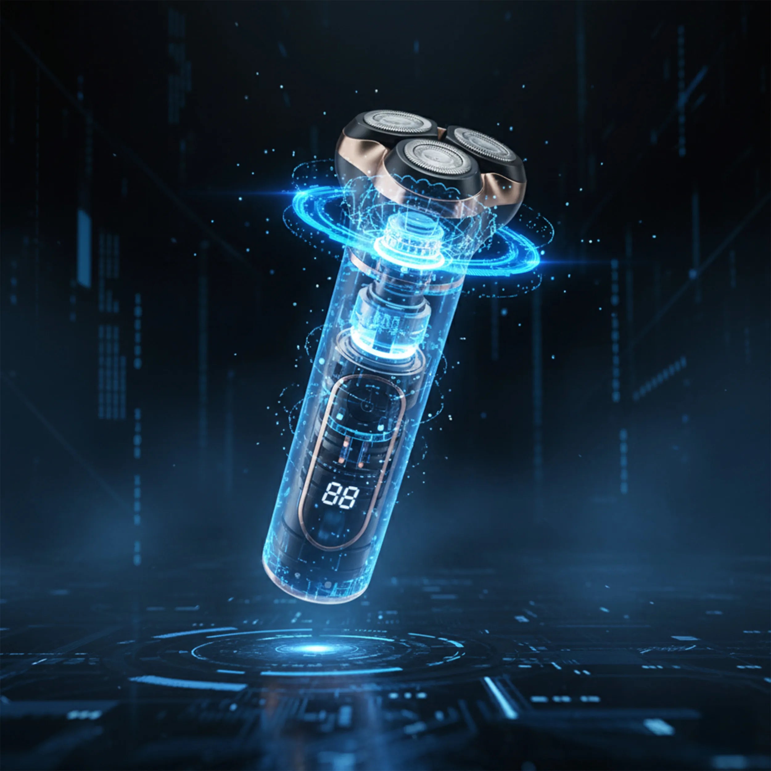 Tekone Rasoio Elettrico Ricaricabile con Tripla Testina Rotante e Display Digitale