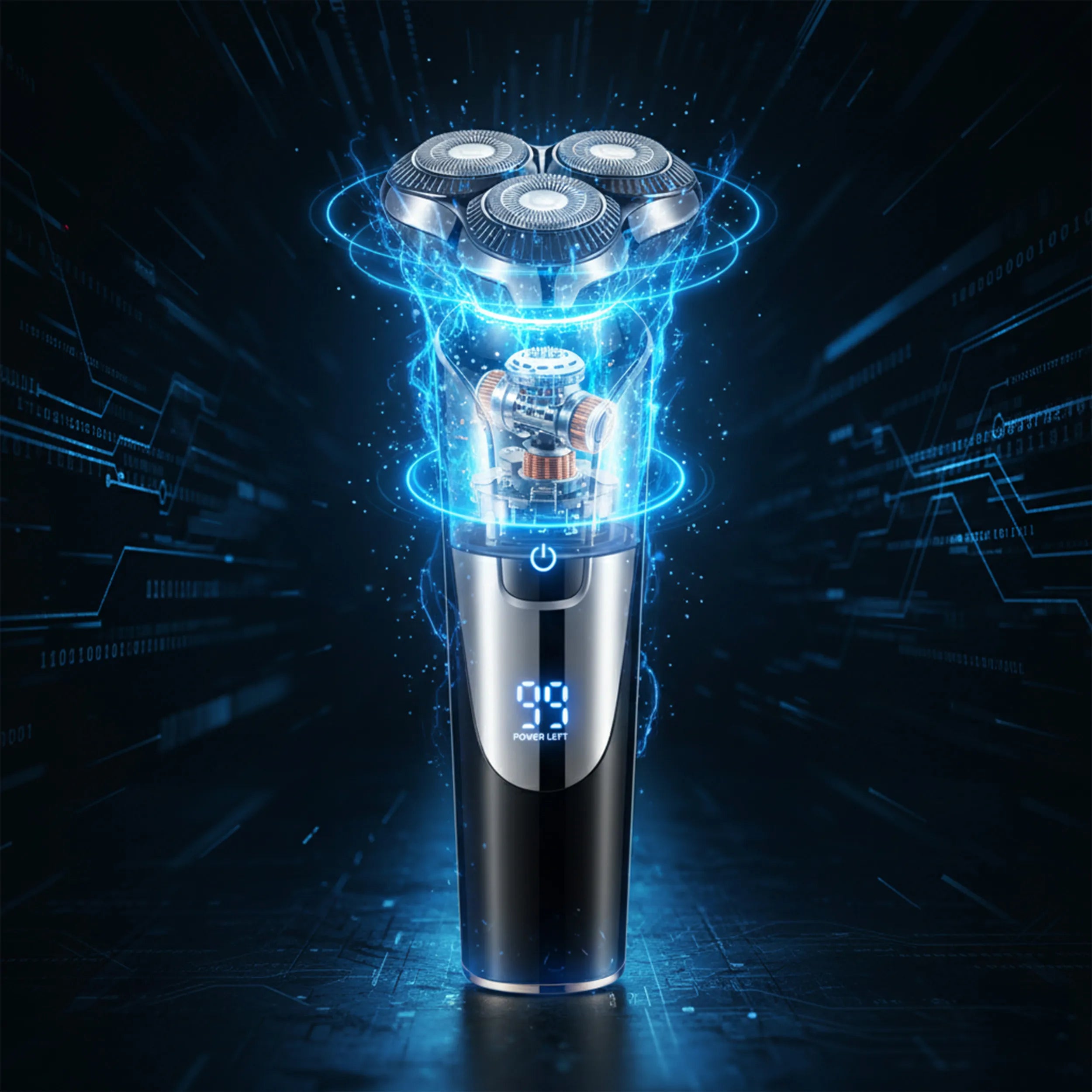 Tekone Rasoio Elettrico Ricaricabile con Tripla Testina Rotante e Display Batteria