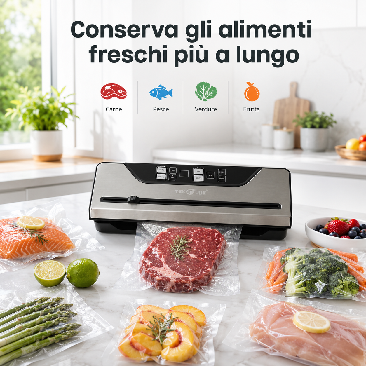 Tekone Confezionatrice Sottovuoto Automatica 110W con Display Touch
