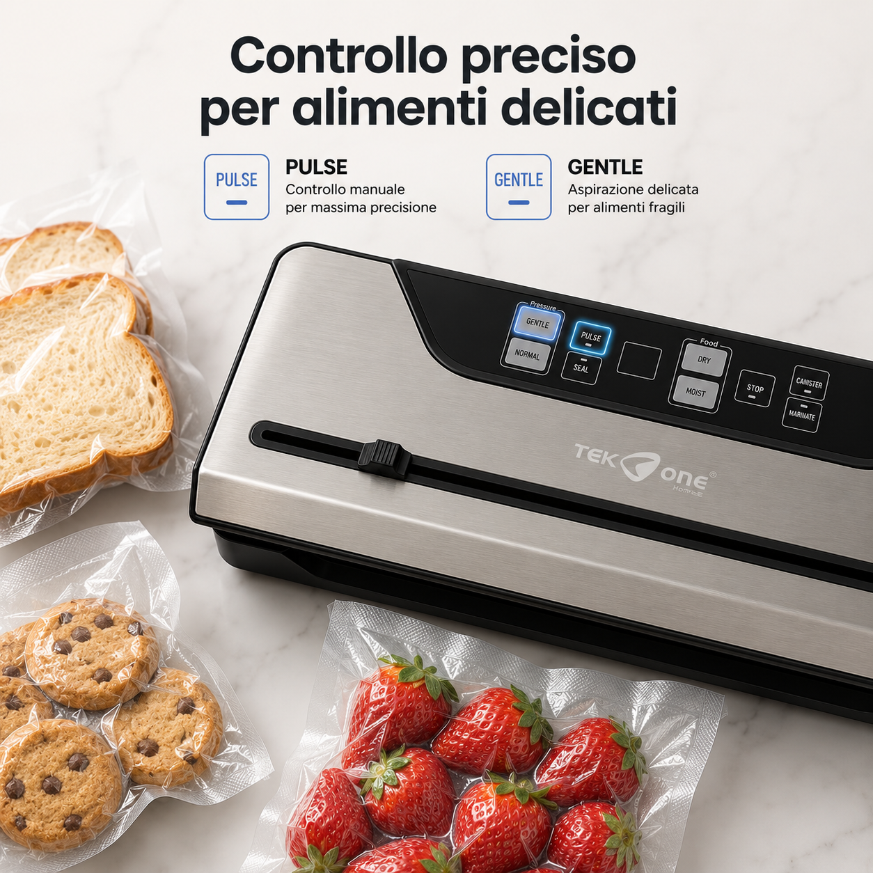 Tekone Confezionatrice Sottovuoto Automatica 110W con Display Touch