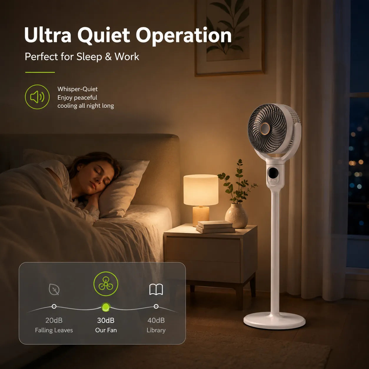 Tekone Ventilatore a Piantana Ricaricabile con Telecomando e LED