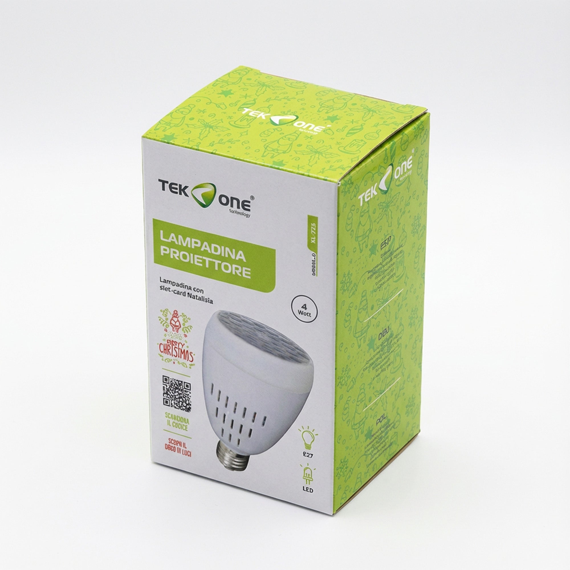 Tekone Lampadina Proiettore LED E27 con Slot Card Natalizia – 4W