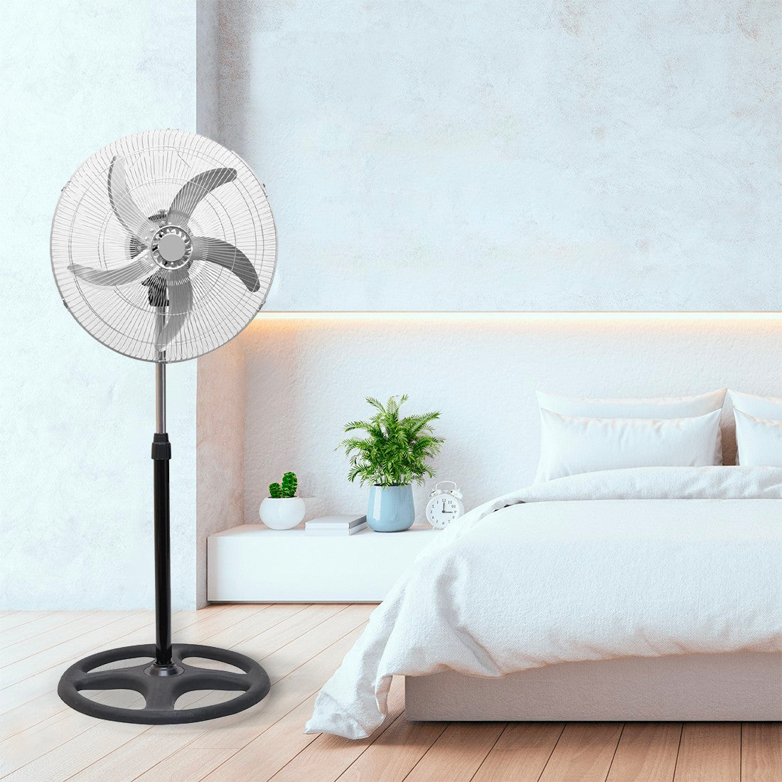 TekOne Ventilatore da 60W a Piantana con Oscillazione e Altezza Regolabile