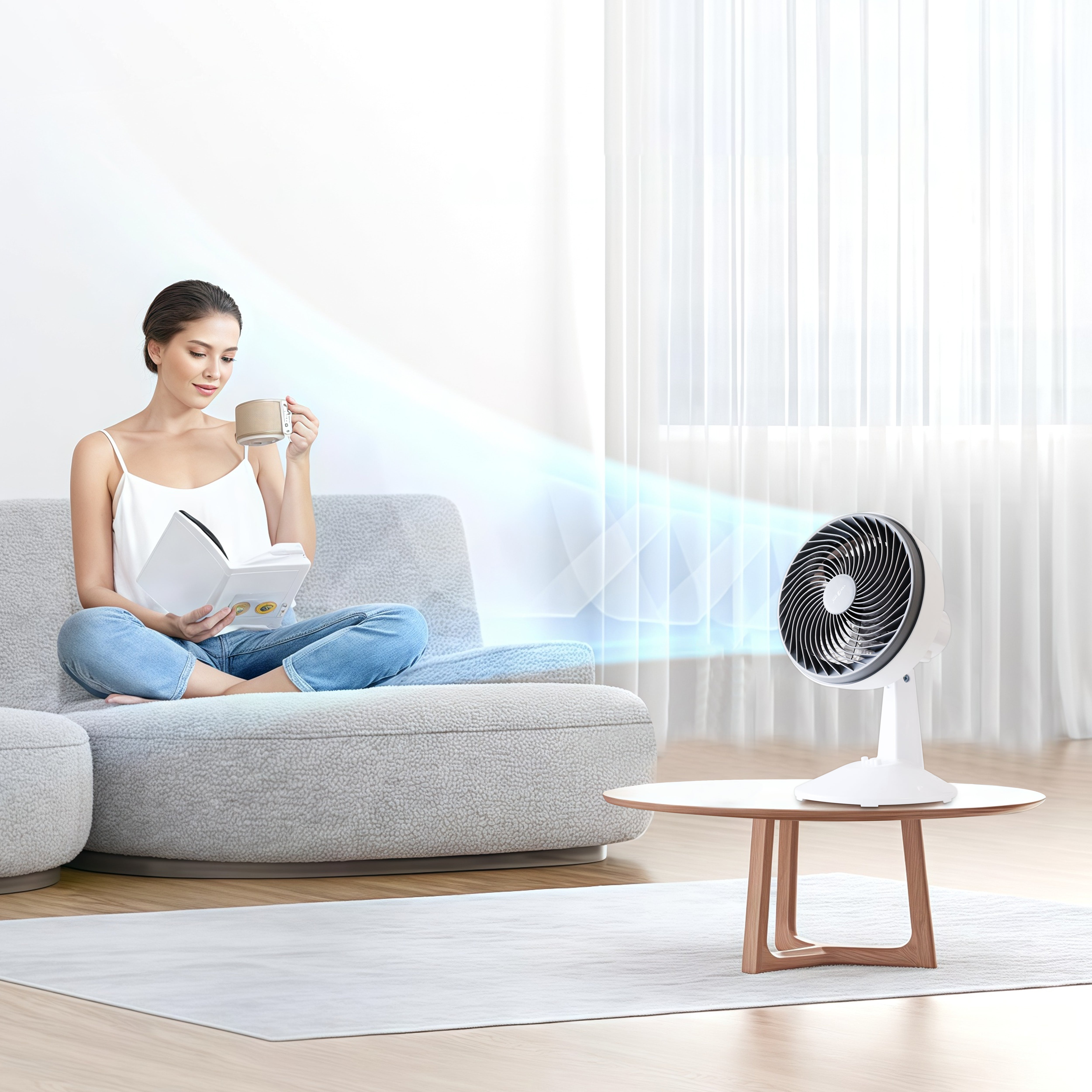 TekOne Ventilatore da Tavolo 90W con Motore CCA – 3 Velocità, Pale in Plastica e Griglia di Sicurezza
