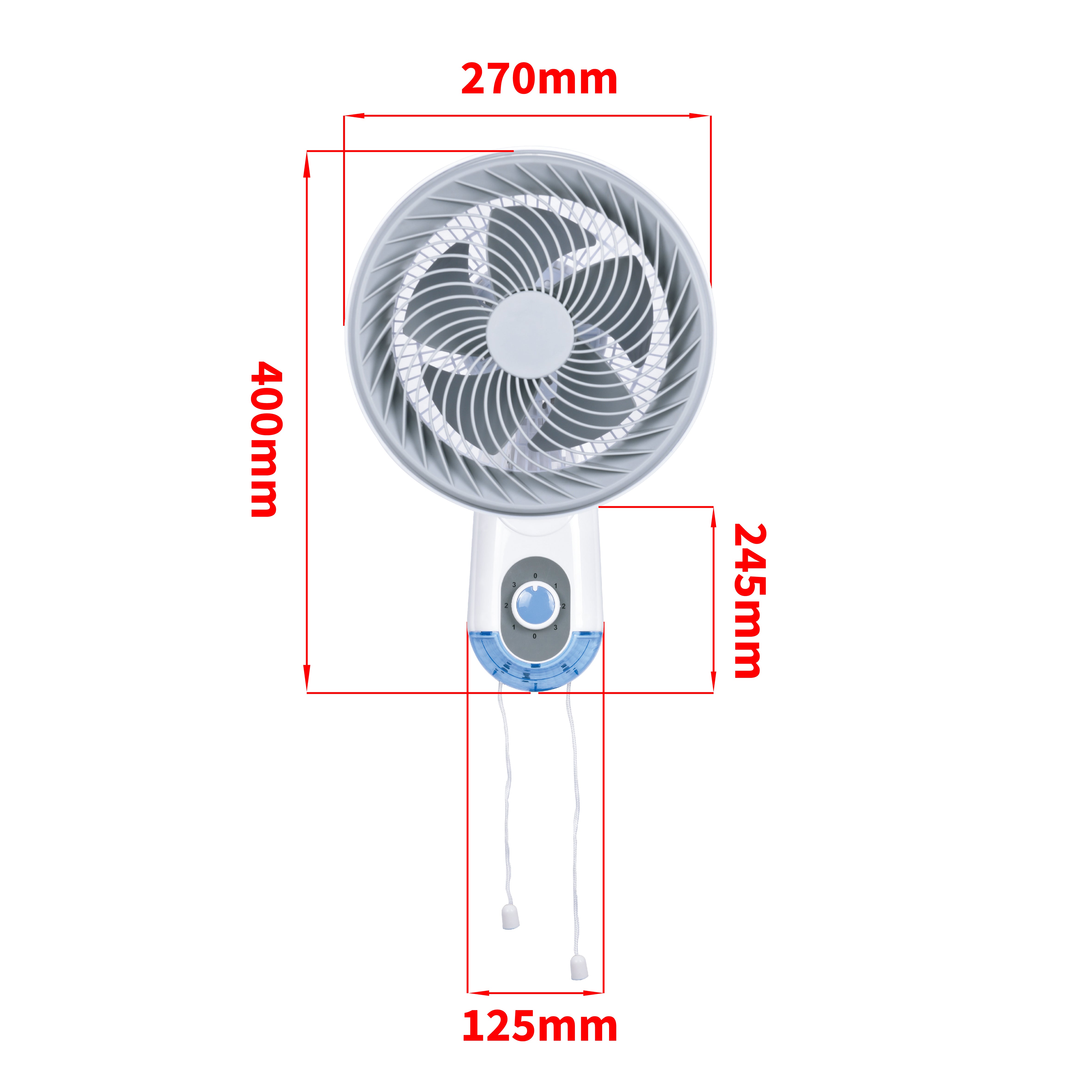 TekOne Ventilatore da Muro 90W con Motore CCA – 3 Velocità, 10” Pale in Plastica Rigida