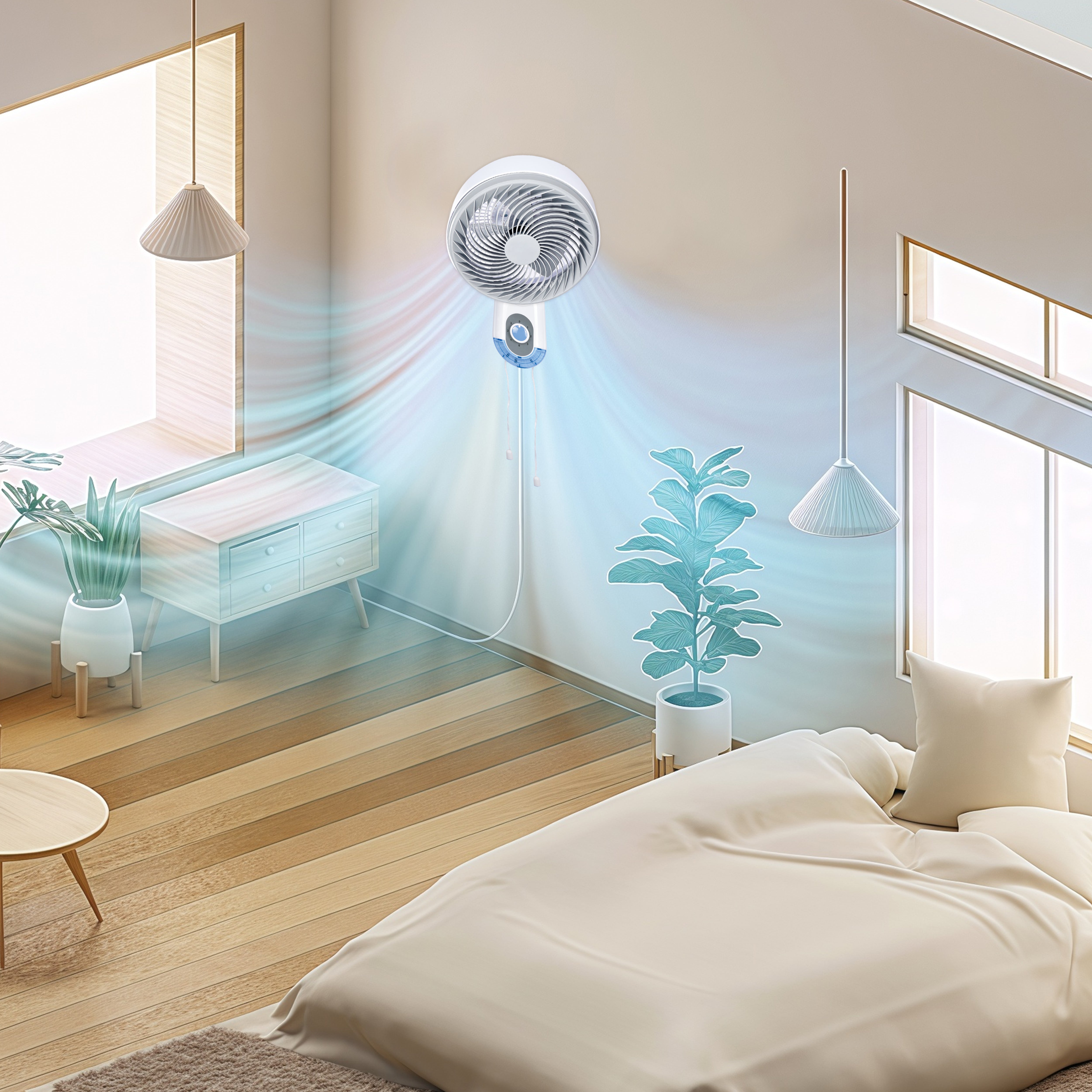 TekOne Ventilatore da Muro 90W con Motore CCA – 3 Velocità, 10” Pale in Plastica Rigida
