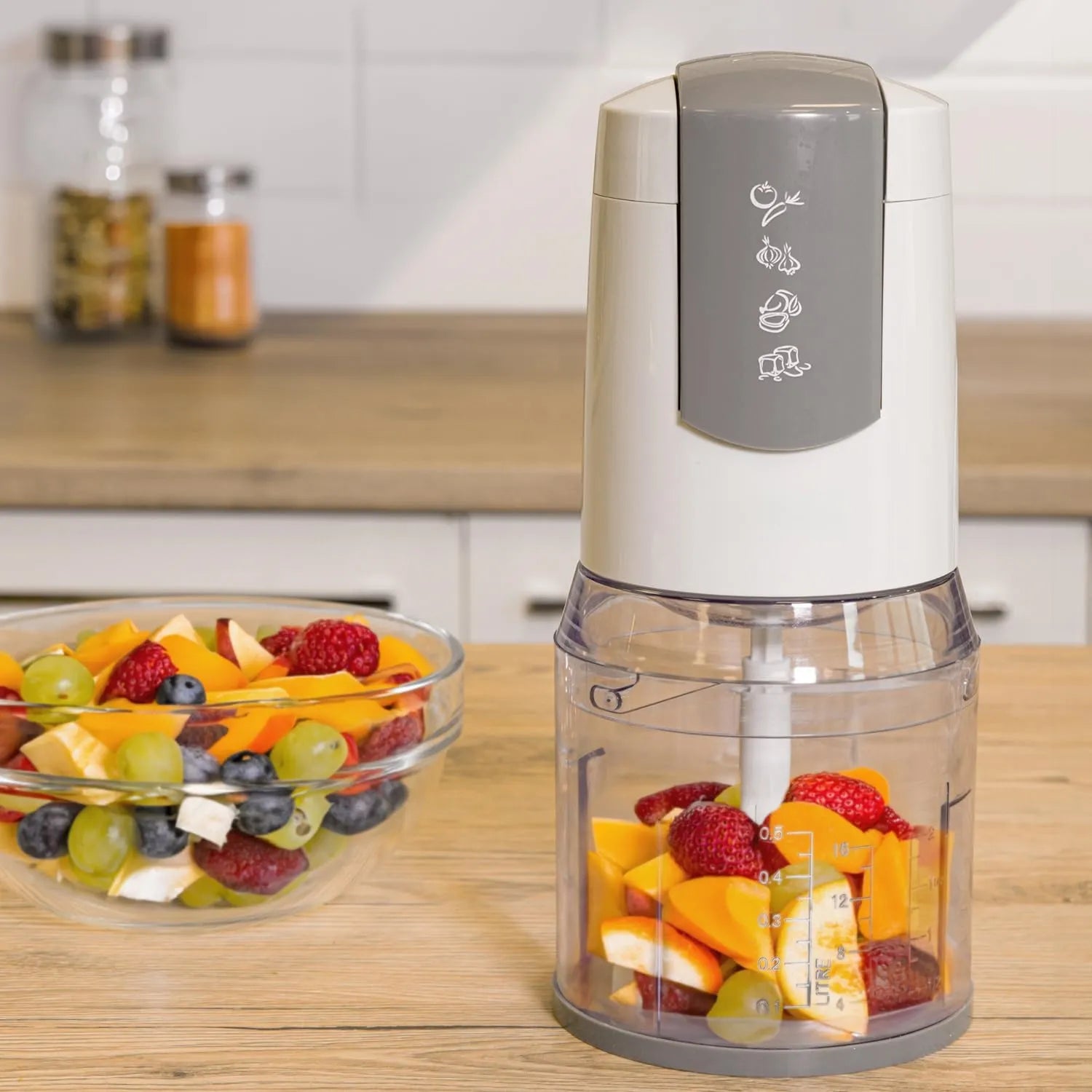 TekOne Tritatutto Elettrico 500ml 400W con Doppia Lama e 2 Velocità