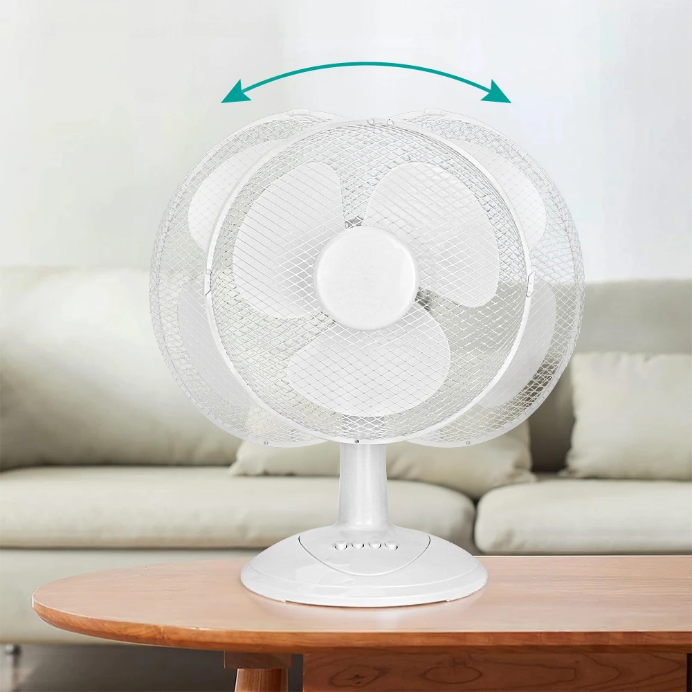 TekOne Ventilatore da Tavolo 40cm con Motore CCA, 3 Velocità e Rete Protettiva – 45W